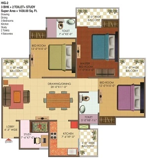 Galaxy North Avenue 2 Gaur City Flats